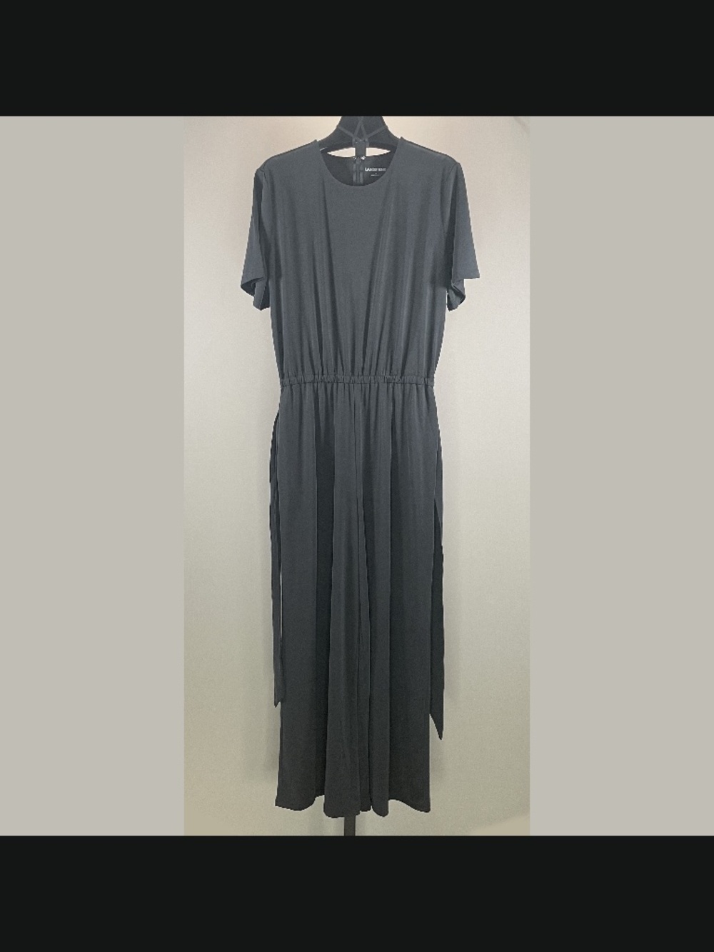 NEW Lands End Jumpsuit Womens 8 black wide leg pants one piece casual